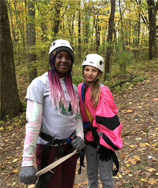girls ready to zipline